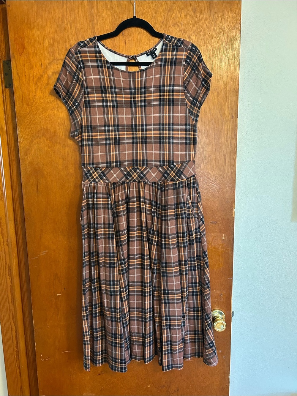 torrid Brown Plaid Midi Dress with Black & Cream Accents